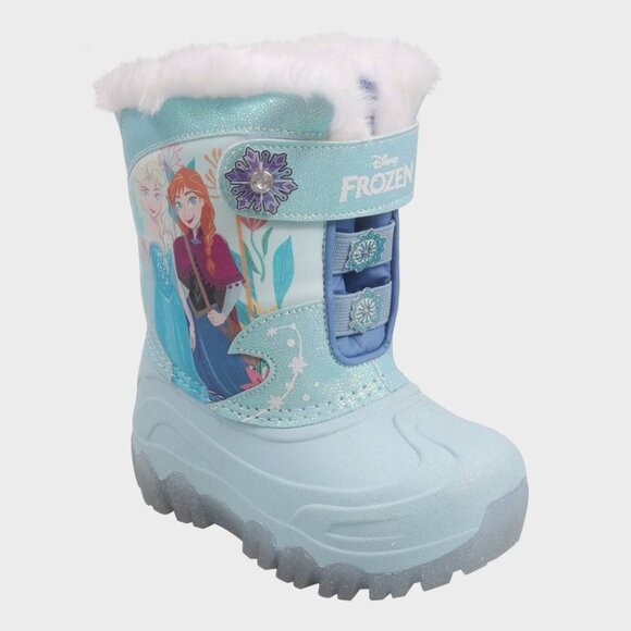 Disney Frozen Toddler Girls Size 6 Light Up Elsa & Anna Winter Boots in Blue $38